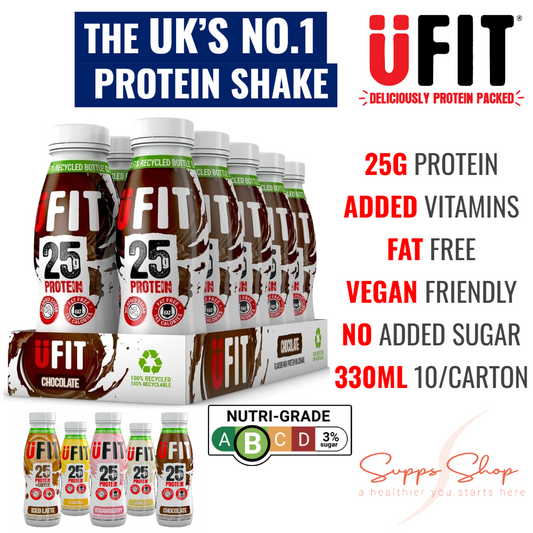 UFIT 25g High Protein Shake Drink, 10 x 330ML Carton - Promotes a Lean Body (NutriGrade B)